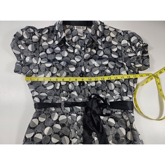 Vintage Robbie bee silky look polka dot dress size 8 short sleeve side zip ^ - Picture 7 of 8